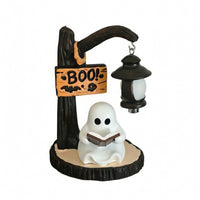 Ghost Figurine with Lantern Decorative Halloween Light Figurine Ghost Statue with Lantern Spooky Table Lamp Battery-Powered