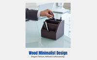 Wooden Business Card Holder, Multifunctional Pen Organizer, Desktop Office Storage, Minimalist Study Accessory