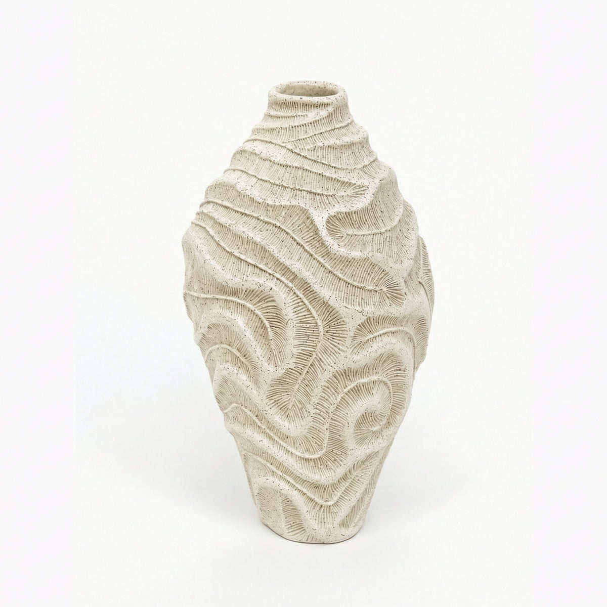 Vase with Undulating Texture Textured Resin Vase Organic Flower Holder for Shelf Display