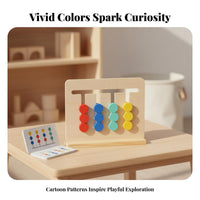 Hand-Eye Coordination Wooden Reasoning Training Toy Brain Teaser Double-Sided Pattern Matching Game Made from Wood Sliding Reasoning Board Polished Edges for Children 2-3 Years, Toddlers, Preschoolers, Daycare, Classroom
