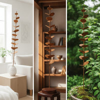 Eucalyptus Leaf Decor Rusted Garden Stake with Leaves Weathered Botanical Sculpture for Gardeners, Interior Stylists, Patio, Planters, Countertops