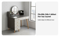 Modern Dressing Table Multi-Functional Vanity Desk with Drawers Makeup Vanity Storage Cabinet 3 Lighting Modes for Women, Home
