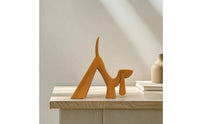 Flocked Dog Figurine Compact Resin Dog Statue Gift Sculpture for Bookshelf, Desk, Display Cabinet