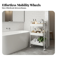 Multi-Tier Rolling Cart Space-Saving Metal Utility Trolley with Wheels Lockable Casters Rolling Storage Cart for Students, Washroom, Dorm Room