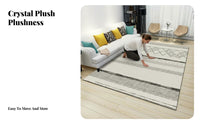 Soft Material Printed Crystal Velvet Rug Fade-Resistant Crystal Velvet Mat Reinforced Edges Foldable Living Room Carpet Odorless for Families, Homeowners, Renters, Bedroom, Entryway, Home Office, Bay Window