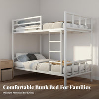Metal Bunk Bed Frame Space Saving Steel Bunk Bed High Guardrail Bedroom Furniture for Teenagers, Students, Small Apartment, Dormitory, Dorm Room