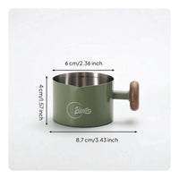 Graduated Espresso Cup with Wooden Handle Spill-Resistant-Drip-Proof Espresso Cup with Handle Secure Grip Milk Pitcher with Spout Non-Slip for Coffee Lovers, Cafe