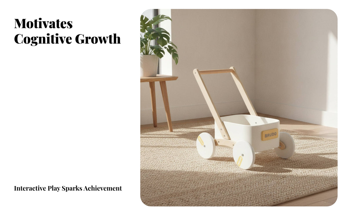 Children's Mobility Aid Motor Skills Slanted Frame Wooden Infant Push Cart Toy Storage Push Cart  for Young Children