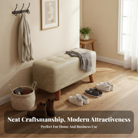 Multi-Functional Tufted Rectangular Stool Soft Cushion Tufted Rectangular Footstool Solid Wood Legs Upholstered Bench Easy-to-Clean Textile for Retail Establishment Owners, Interior Designers, Fitting Room, Cloakroom, Entryway, Bedroom