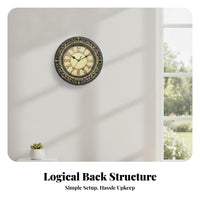 European-Style Vintage Wall Clock Ornate Round Wall Clock Openwork Frame Home Decor Cream-Colored Dial