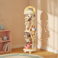 Stuffed Animal Storage Tube with Wheels Clear Toy Organizer with Double Zipper Transparent Stuffed Animal Storage Tube for Young Children, Playroom