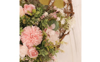 Heart Wreath with Rattan Frame Handwoven Floral Wreath Wall Hanging Outdoor Door Hanger Handmade for Entryway, Wedding