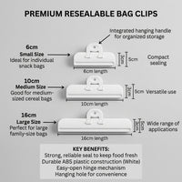 Bag Sealer Clip with Hook for Kitchen Storage, - Seal Clip for Snack Bags and Seasoning Packets, Grade Kitchen Clip for Home Cooks Pantry Organization