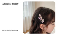 Bunny Duckbill Clip Korean Design Crystal Bunny Barrette Cute Design Rhinest Single Hare Hair Clip for Women, Girls, Daily Wear, Party