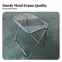 Foldable Design Clear Folding Table Space-Saving Portable Desk Transparent Top Workstation Multi-Purpose for Students, Apartment Dwellers, Remote Workers, Small Spaces, Study, Bedroom, Living Room