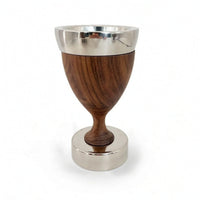 Wood Vase with Metal Base Modern Sculptural Vase Tapered for Reception Counter