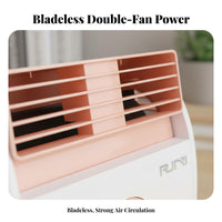 Bladeless Desk Fan Low Noise Retro Table Fan Comp Electric T Size Cooling Fan for Students, Office Workers, Desktop, Dorm Room, Bedroom