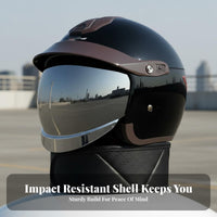 Electric Bike Helmet 3C Certified Motorbike Helmet with Visor Shell Impact-Absorbing Gear for Men, Adults, Any-Season Use, Street Riding, Traveling