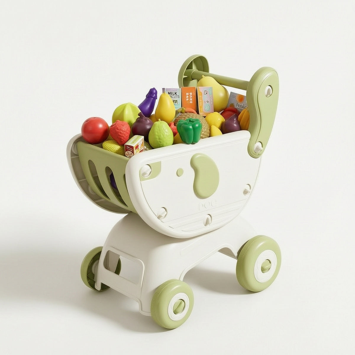 Kids Shopping Cart Toy with Simulated Fruits and Vegetables