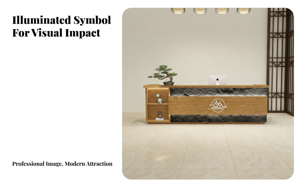 Chinese Design Reception Desk Designer Model Commercial Checkout Counter Shipped Fully Assembled Wood and Stone Cashier Counter for Restaurant