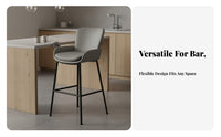 Comfortable Padded Seat Light Luxury Bar Stool Built-in Footrest Modern High Stool Curved Backrest Upholstered Bar Chair Ergonomic Back Support for Cafe Owners, Homeowners, Interior Designers, Counter, Restaurant, Dining Room