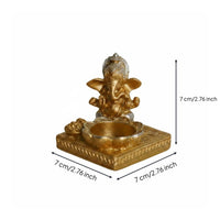 Resin Craft Thai Ganesha Tealight Holder Spiritual Gift Ganesha Candle Holder Zen Decor Religious Figurine Gold Finish for Altar