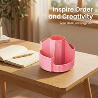 Desk Organizer with 5 Tier Rotating Compartments, Pencil Holder for School Supplies, Desktop Storage Stationery