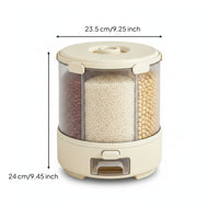 Messspill-Proof Food Storage Container with Compartments Segmented Dry Food Dispenser Transparent Grain Dispenser Clear for Kitchen, Pantry