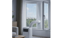 Cloth Window Barrier with Hose Opening Energy-Saving Vent Kit Adjustable Hardware for Sliding Window Openings
