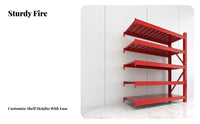 Red Fire Equipment Rack Extra Thick Material Multi-Layer Warehouse Shelving Commercial Grade Heavy Duty Metal Storage Rack for Shop Owners, Workshop