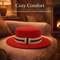 Women Wool Felt Fedora Hat with Flat Crown and Wide Brim for Wedding Guest, Adjustable Sizing for Comfortable Fit, Formal Style for Autumn Winter