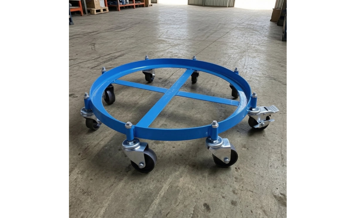 Heavy-Duty Drum Dolly with Brake 900 Kg Capacity Steel Barrel Dolly with Wheels Corrosion-Resistant Barrel Cart with Brake Anti-Rust for Warehouse, Factory, Workshop