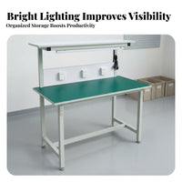 Anti Workbench Heavy-Duty Construction Electronics Repair Stationary Table Frame Assembly Table with Light for Technicians, Factory, Research Facility