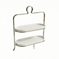Dessert Stand with Ceramic Trays Stainless Steel Pastry Stand with Metal Frame Elegant Serving Platter for Bakery