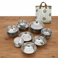 20 Pieces Stainless Steel Plates and Bowls Set Rust-Resistant Stainless Steel Camping Set Dishwasher Metal Dishes