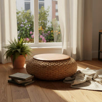 Woven Straw Mat Floor Pillow Artisanal Woven Straw Woven Straw Mat Pillow Straw Meditation Pillow No Assembly Required Round