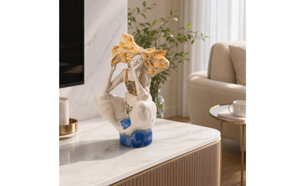 Abstract Female Sculpture Matte Ceramic Figurine Sculptural Tabletop Sculpture for Office Desk