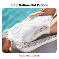 Long Sleeve Zip up Swimsuit Quick-Drying Front Zip Single Piece women's Wave-Riding Ing Suit Breathable Material White Mesh