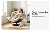 Luxurious Cushioning Upholstered Swivel Lounger Deep Seat Single Sofa Removable and Washable Cushion Lounge Chair Breathable Material for Homebodies, Students, Readers, Living Room, Bedroom, Apartment, Reading Nook