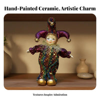 Ceramic Trickster Doll Great Gift Idea Vintage Trickster Figurine Hand-Painted Pierrot Clown Doll for Collectors, Home Decor, Art Collection