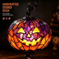 Resin Stained Halloween Pumpkin Table Lamp