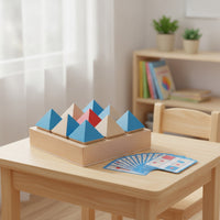 Wooden Block Board with Cards Educational Shape Puzzle with Grid Board Geometric Shape Matching Game Reasoning Pattern Matching