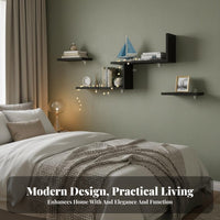 6 Pieces Drilldrillless Installation Modular Floating Shelf Set Modern Simple Design Wall Decor Multi-Functional Household Storage Long-Lasting for Renters, Students, Homeowners, Living Room, Bedroom, Hallway, Kitchen
