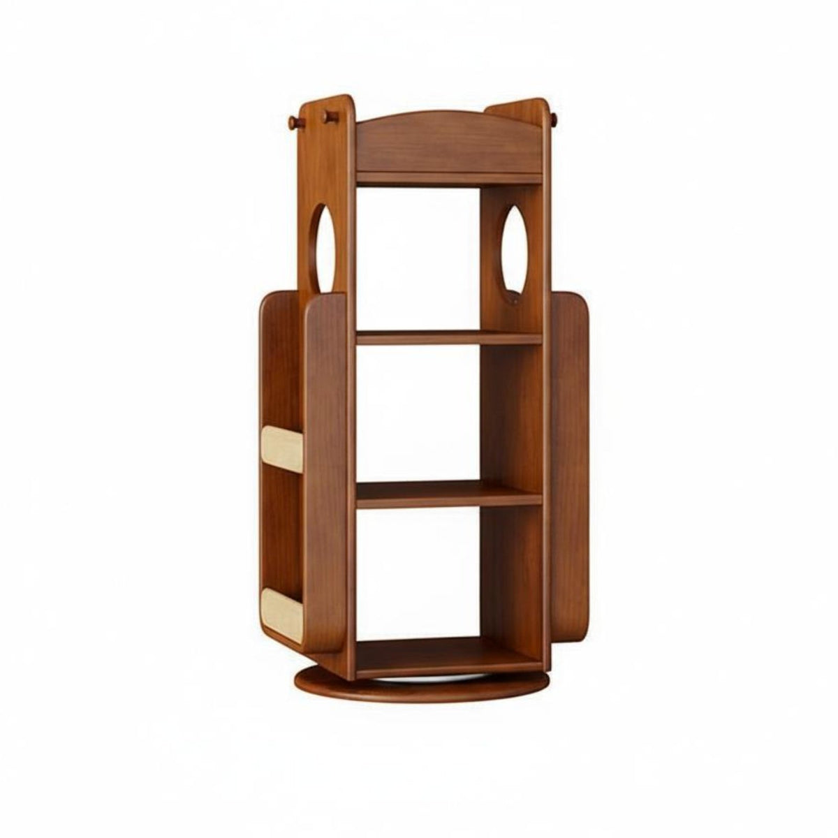 360-Degree Rotation Rotating Book Shelf Solid Wood Construction Revolving Book Shelf Space-Saving Design Bookshelf Large Capacity for Children, Students, Playroom, Living Room, Small Areas, Apartment