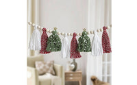 Wood Bead Garland with Tassels Holiday Beaded Wreath with Tassels Festive