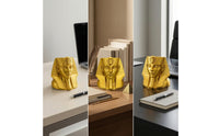 Sculptural Pharaoh Head Pen Holder Gold Pharaoh Pen Holder Tidy Pencil Cup Freestanding for Home Office, Study