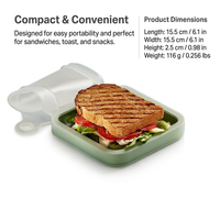 Sandwich Box for School Lunch, Sandwich Holder for Work, Reusable Sandwich Container, Lunch Box Easy Locking, Compact Portable Lunch Carrier