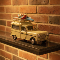 Model Van with Surfboards Diminutive Retro Metal Van Model Nostalgic Ornament for Tabletop