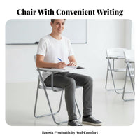 Foldable Design Folding Student Desk Chair Portable Folding Chair with Writing Tablet Space-Saving Lecture Seat Sturdy Frame for Students, Office Workers, Conference Attendees, Training Room, Classroom, Events