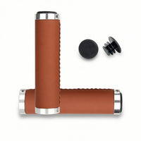 Leather Handlebar Grips Comfortable Lock-on Grips Soft Breathable for Cyclists, Commuter Bikes, Road Riding